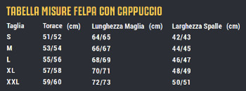 Felpa Juventus Club misure e taglie